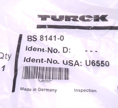 New Turck BS 8141-0 M Series Field-Wireable Plug Connector, M12 4-Pin Male