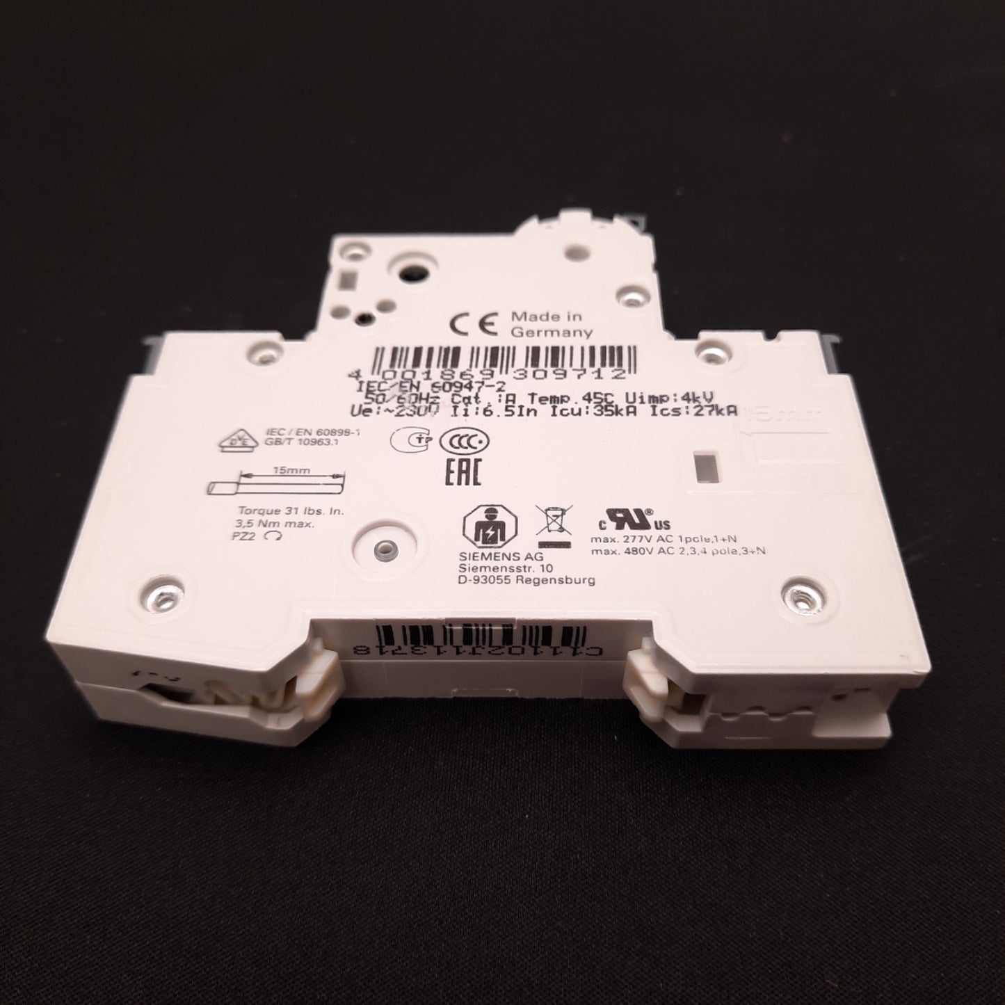 New Siemens 5SY4111-7 Circuit Breaker Supplementary Protector 230/400VAC, 5A 1 Pole