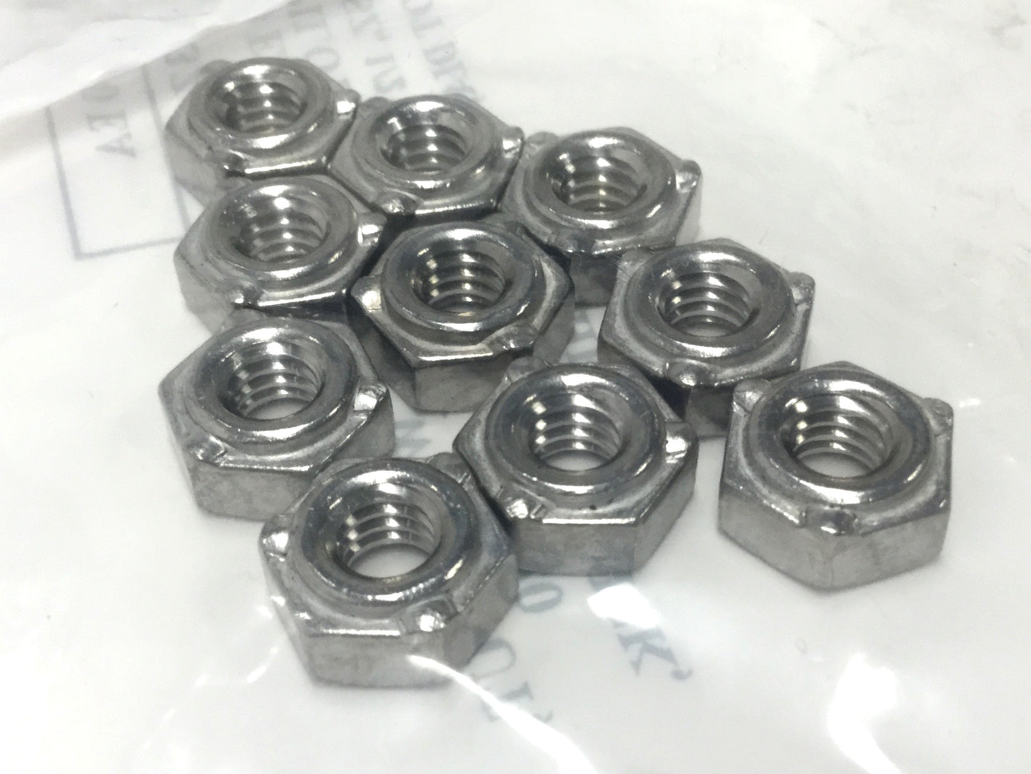 New Lot of 100 Buckeye HS3Z 1420 3-Projection Hex Weld Nuts, 18-8 Stainless, 1/4"-20