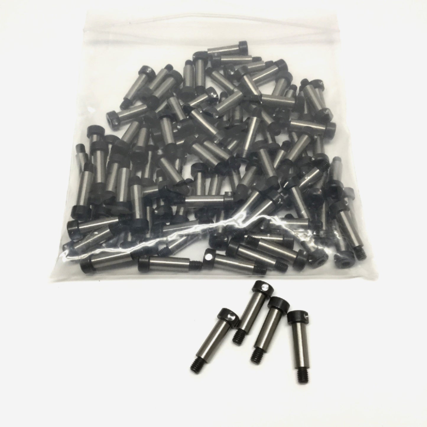 New – Open box Lot of 95 Shoulder Screws Ø1/4" x 3/4", 10-32 Thread, Ø3/8" Head, 1/8" Hex Drive