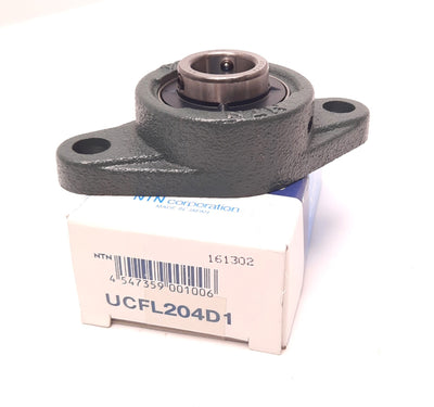 New NTN UCFL204D1 Flange Mount Ball Bearing Cast Iron 2 Bolt 20mm Bore