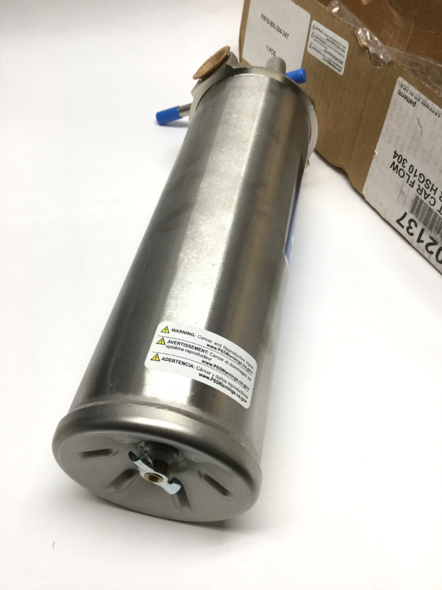 Used Watts Flow-Max FM10-BN-304-34T SS 10" Single-Cartridge Filter Housing, 250psi