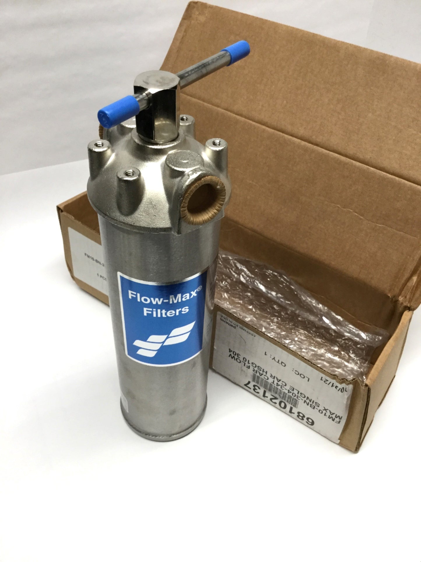 Used Watts Flow-Max FM10-BN-304-34T SS 10" Single-Cartridge Filter Housing, 250psi