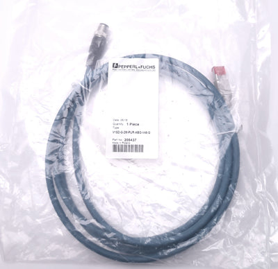 New Pepperl+Fuchs V1SD-G-2M-PUR-ABG-V45-G Connection Cable M12 to RJ45 D-coded, 2m