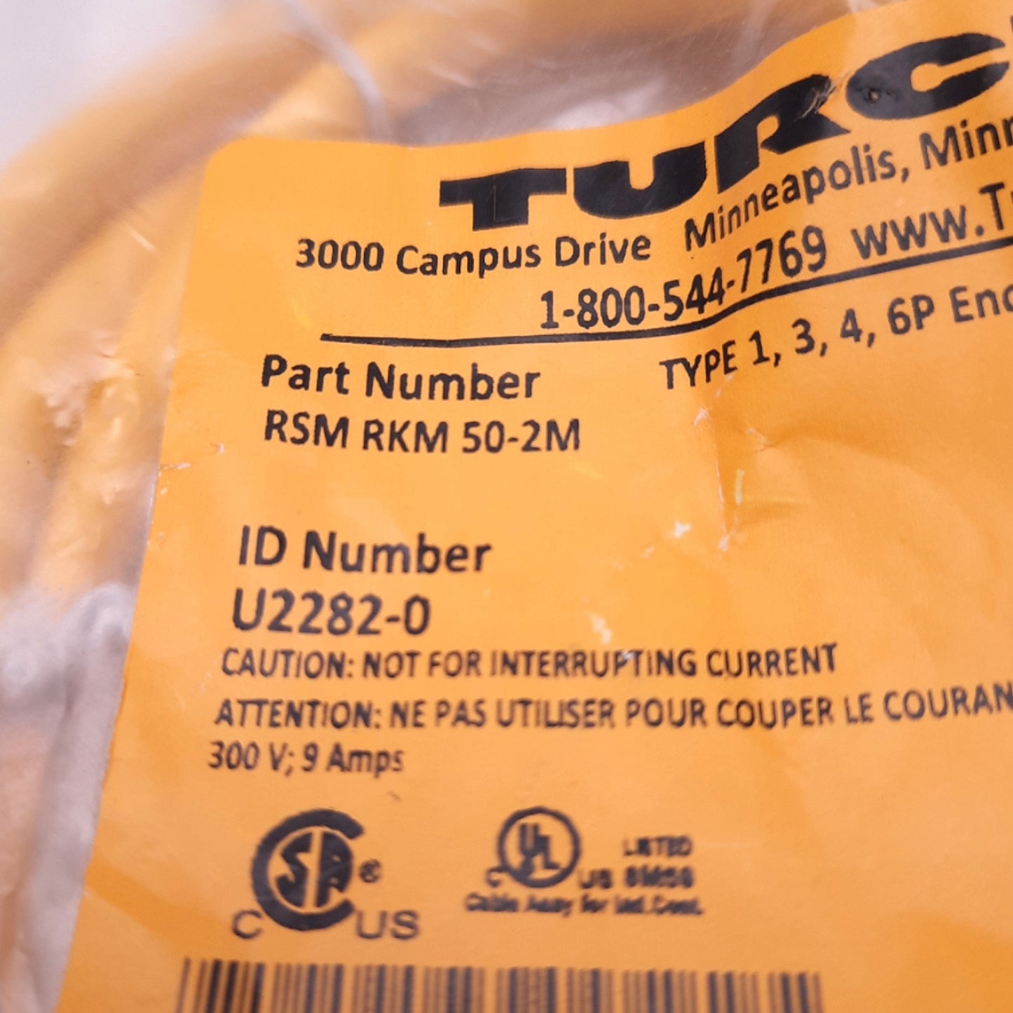 New Turck RSM RKM 50-2M Double Ended Cordset 7/8" 5Pin Male to Female Straight