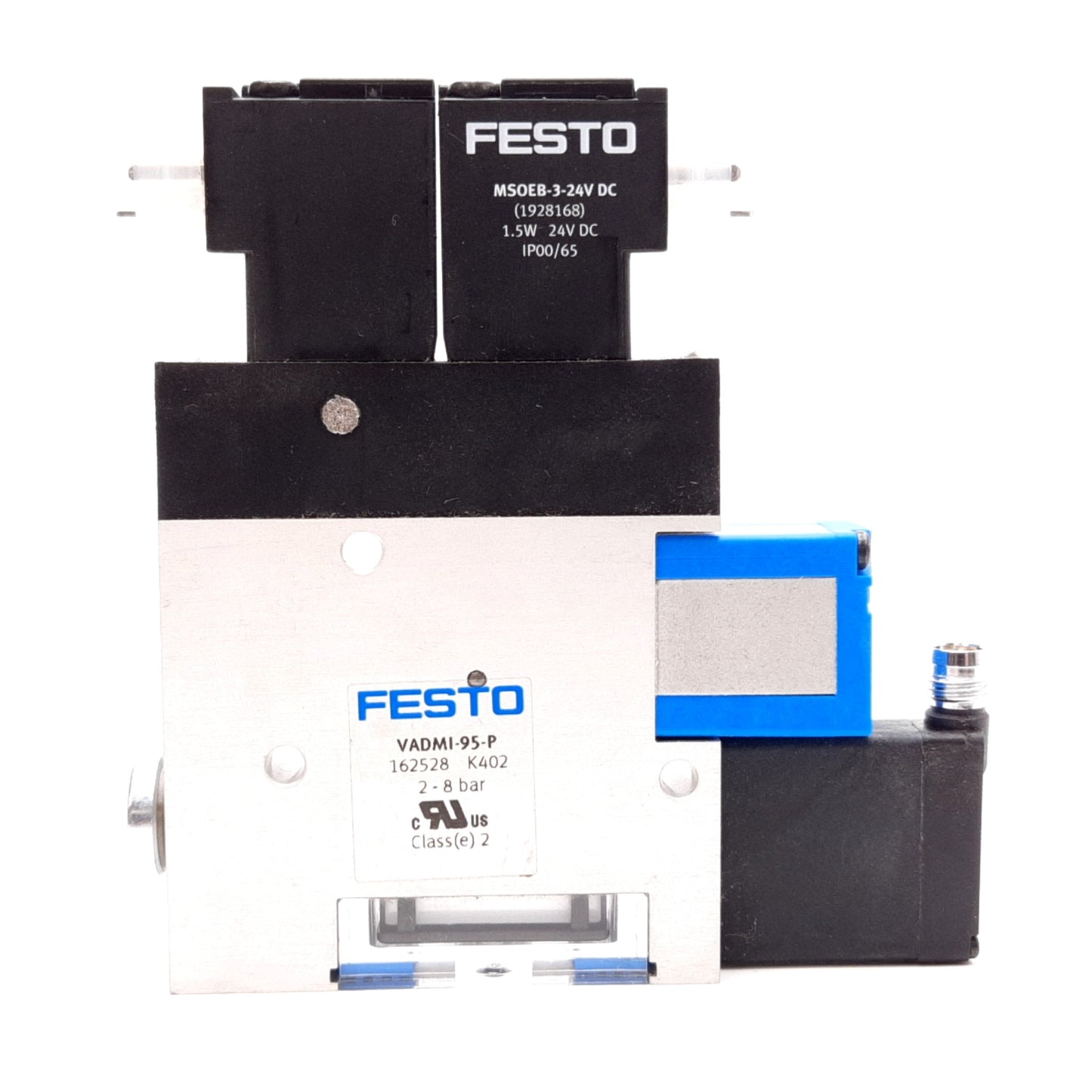 New FESTO VADMI-95-P 162528 Vacuum Generator 24VDC, PNP, 29-116psi, 25inhg, G1/8