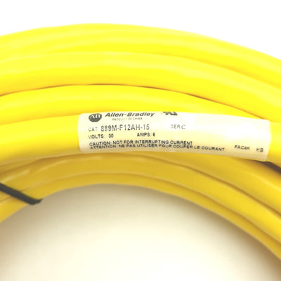 New Allen Bradley 889M-F12AH-15 M23 Cable Female, Straight 12 Pin 30V, 6A,