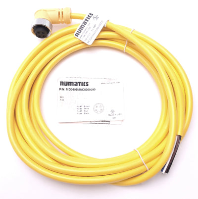 New – Open box Numatics MD0405MAC0000000 Single End Cordset 7/8" Mini Female Elbow to Leads, 5m