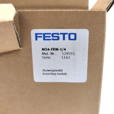 New Festo MS4-FRM-1/4 529555 4-Port Branching Module, 210psi Max, G1/4, 4600l/min
