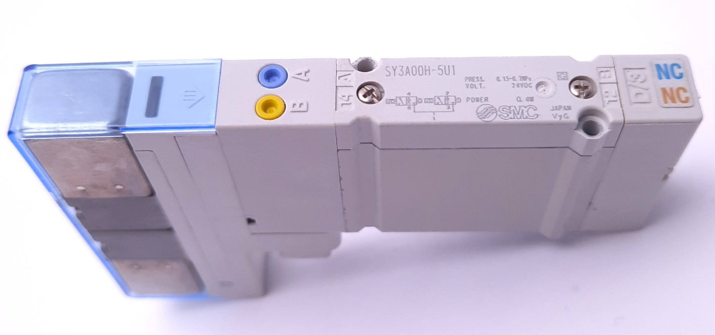 New SMC SY3A00H-5U1 Solenoid Valve 3 Pos Center, 24v DC, 2.54 CFM, 101 Psi Max