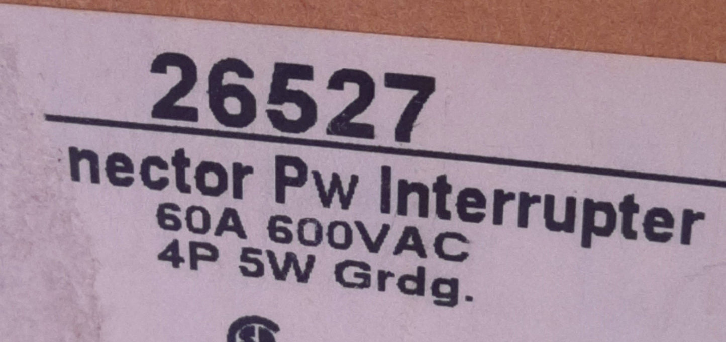New Pass & Seymour 26527 Connector & Interrupter 4-Way, 600v 60A, 5 Wire 10-14 AWG