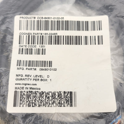 New – Open box Cognex CCB-84901-0102-05 Insight Power & I/O Breakout Cable M12, 5 Meter