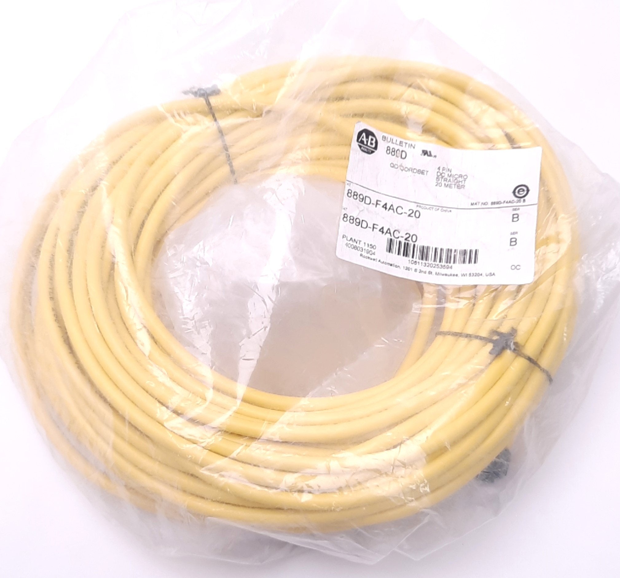 Allen Bradley 889D-F4AC-20 Cordset Sensor Cable 4-Pin, DC Micro Female ...