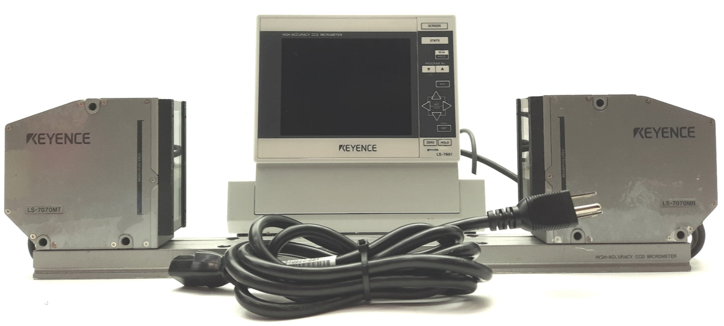 Used Keyence LS-7601 & LS-7070M LED CCD Micrometer System .5-65mm ±3μm Range 100-240V