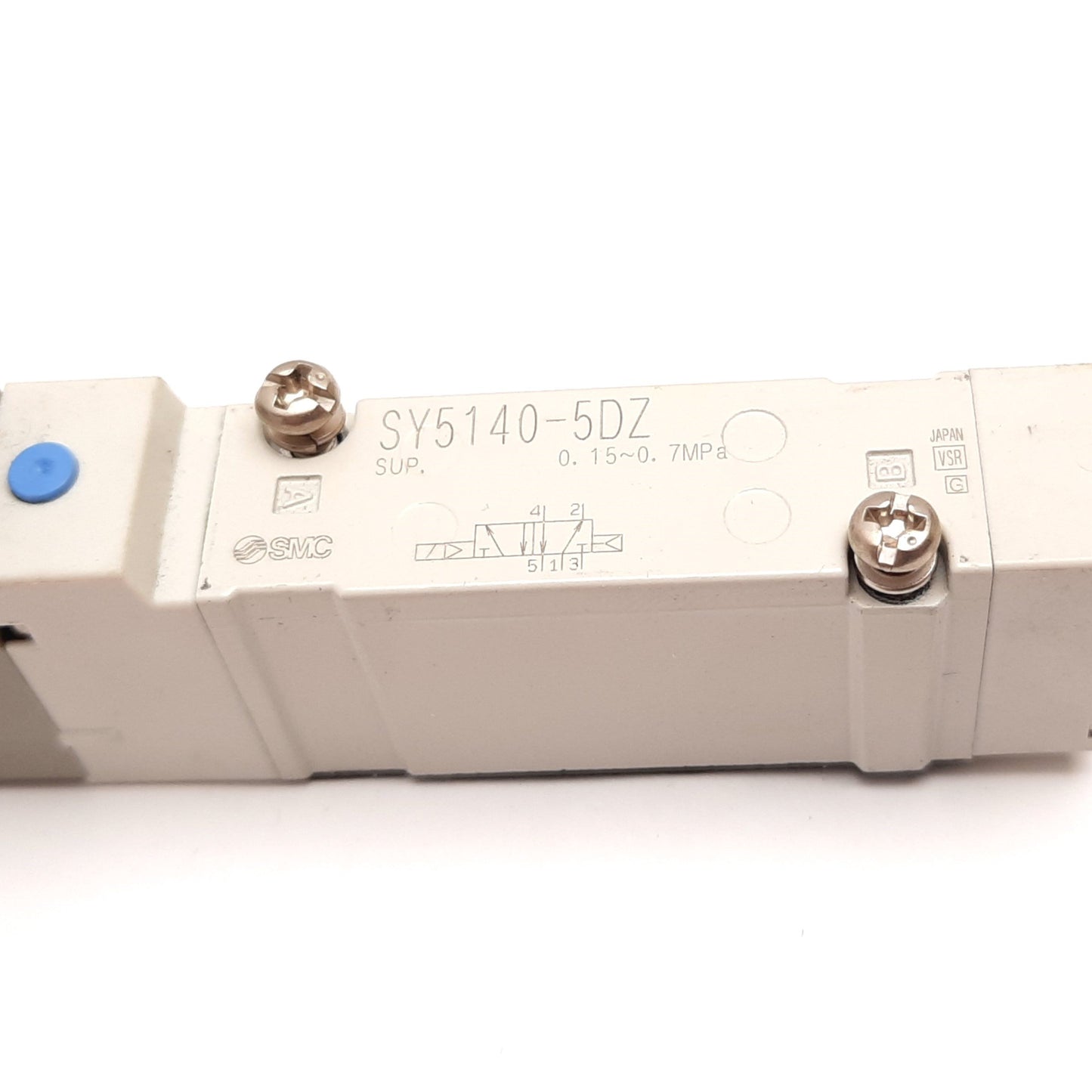 Used SMC SY5140-5DZ Solenoid Valve, 2-Position 5-Port, Coil: 24VDC, 0.15-0.7MPa