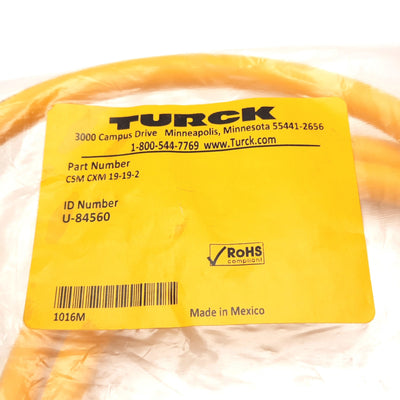 New Turck CSM CXM 19-19-2 Actuator/Sensor Cordset, 19-Pin M23 Male to Female, 2m