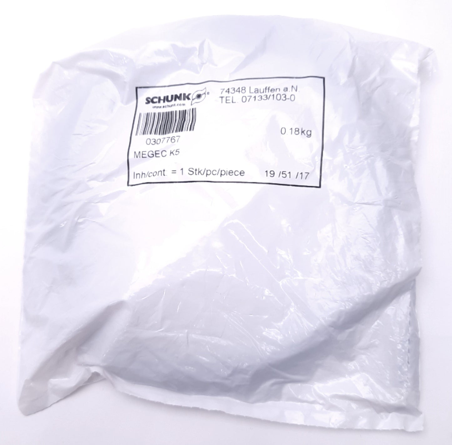 New Schunk 0307767 Power Supply Cable M8 4-Pin Male to Flying Leads, 5m Length