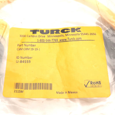 New Turck CSM CXM 19-19-1 Actuator/Sensor Cordset, 19-Pin M23 Male to Female, 1m