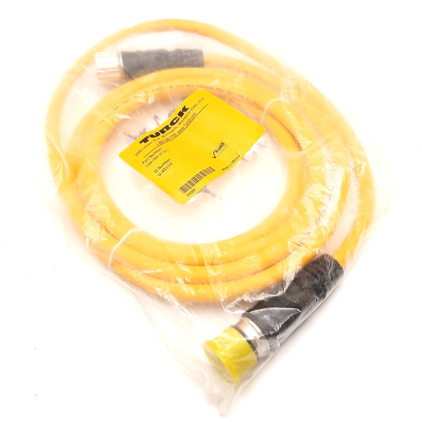 New Turck CSM CXM 19-19-3 Actuator/Sensor Cordset, 19-Pin M23 Male to Female, 3m