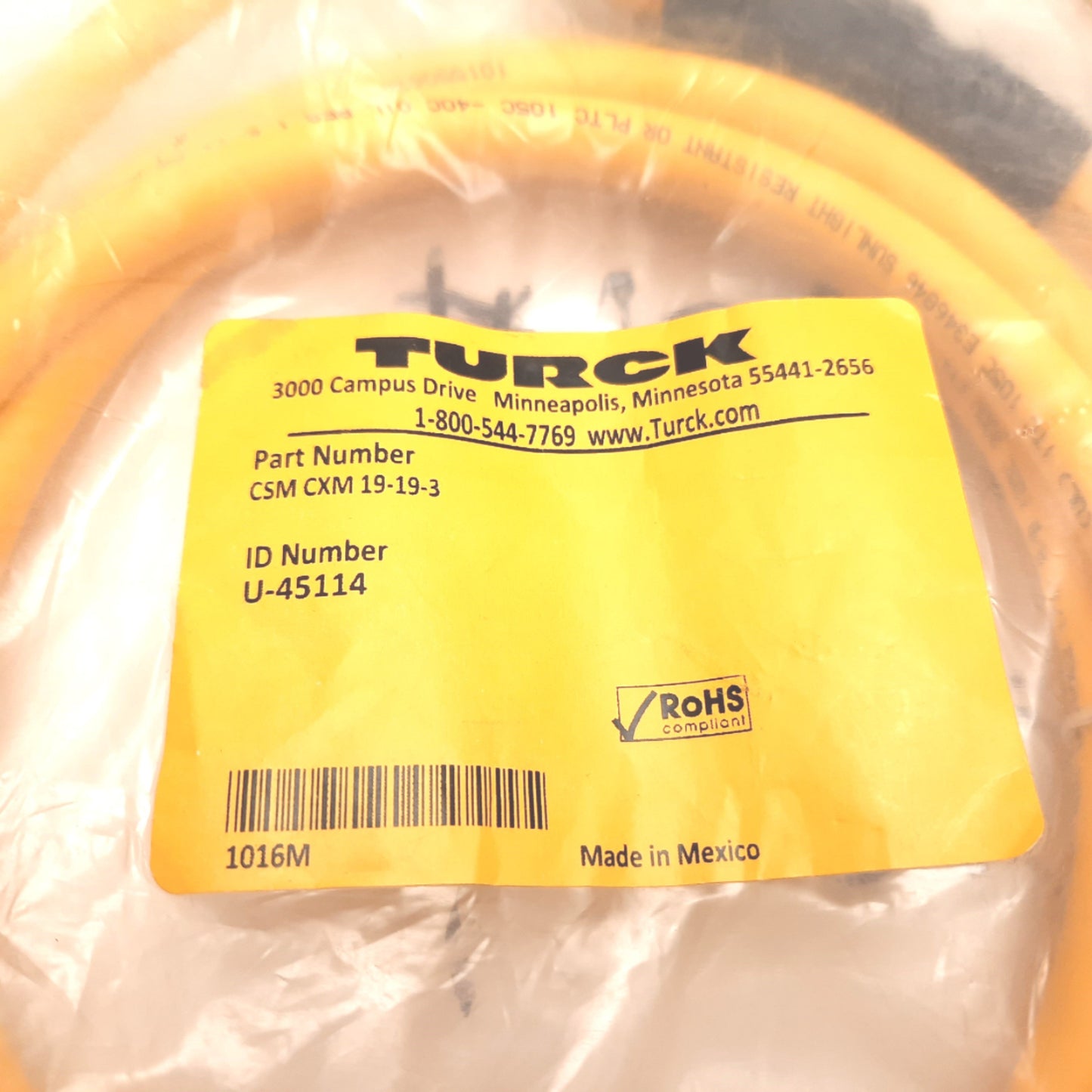New Turck CSM CXM 19-19-3 Actuator/Sensor Cordset, 19-Pin M23 Male to Female, 3m