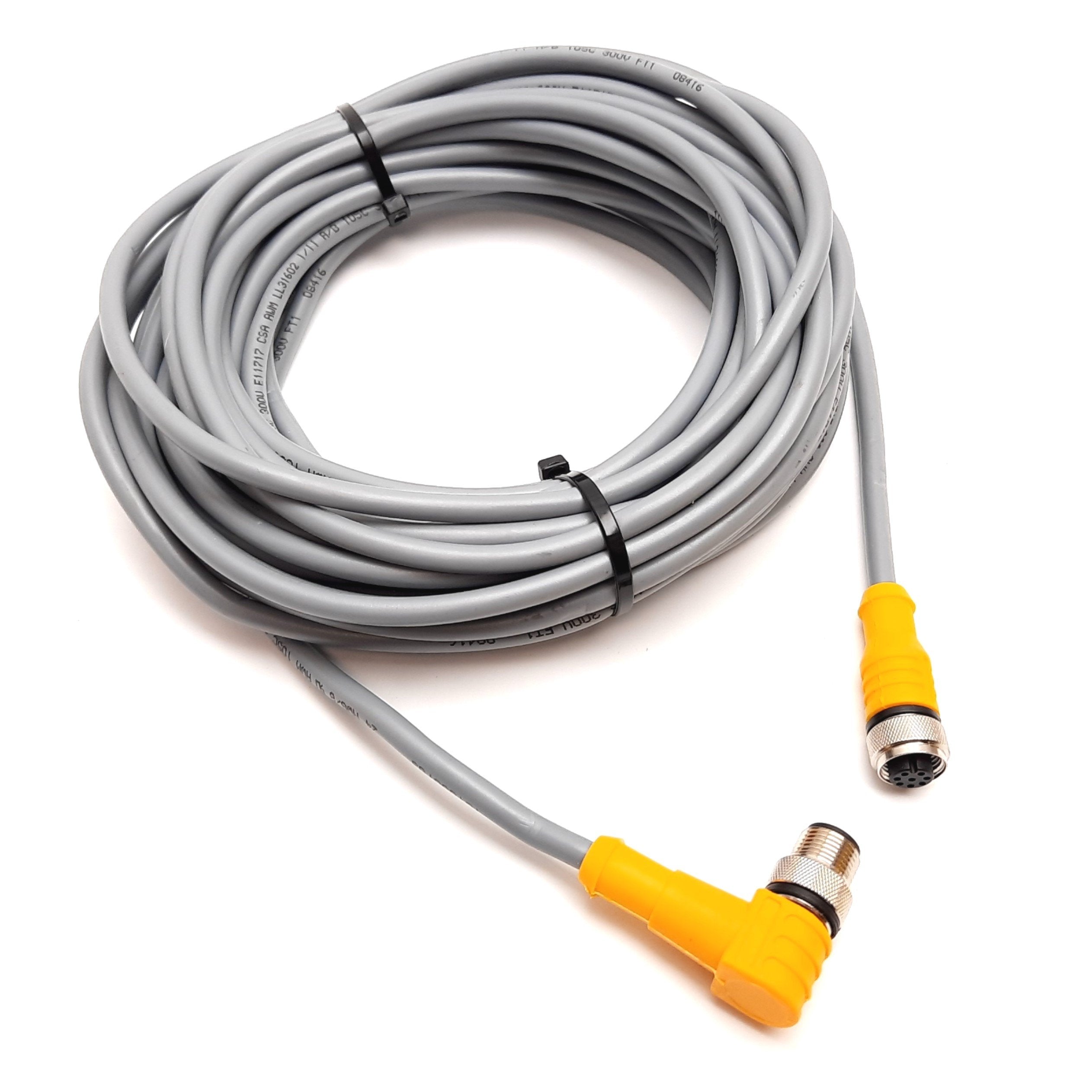 Turck RKC 8T-10-WSC 8T Cordset, 8-Pin M12 90° Male To Straight Female ...