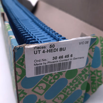 New  Box of 50 Phoenix Contact UT 4-HEDI BU Disconnect Terminal Blocks 2P 20A 500V