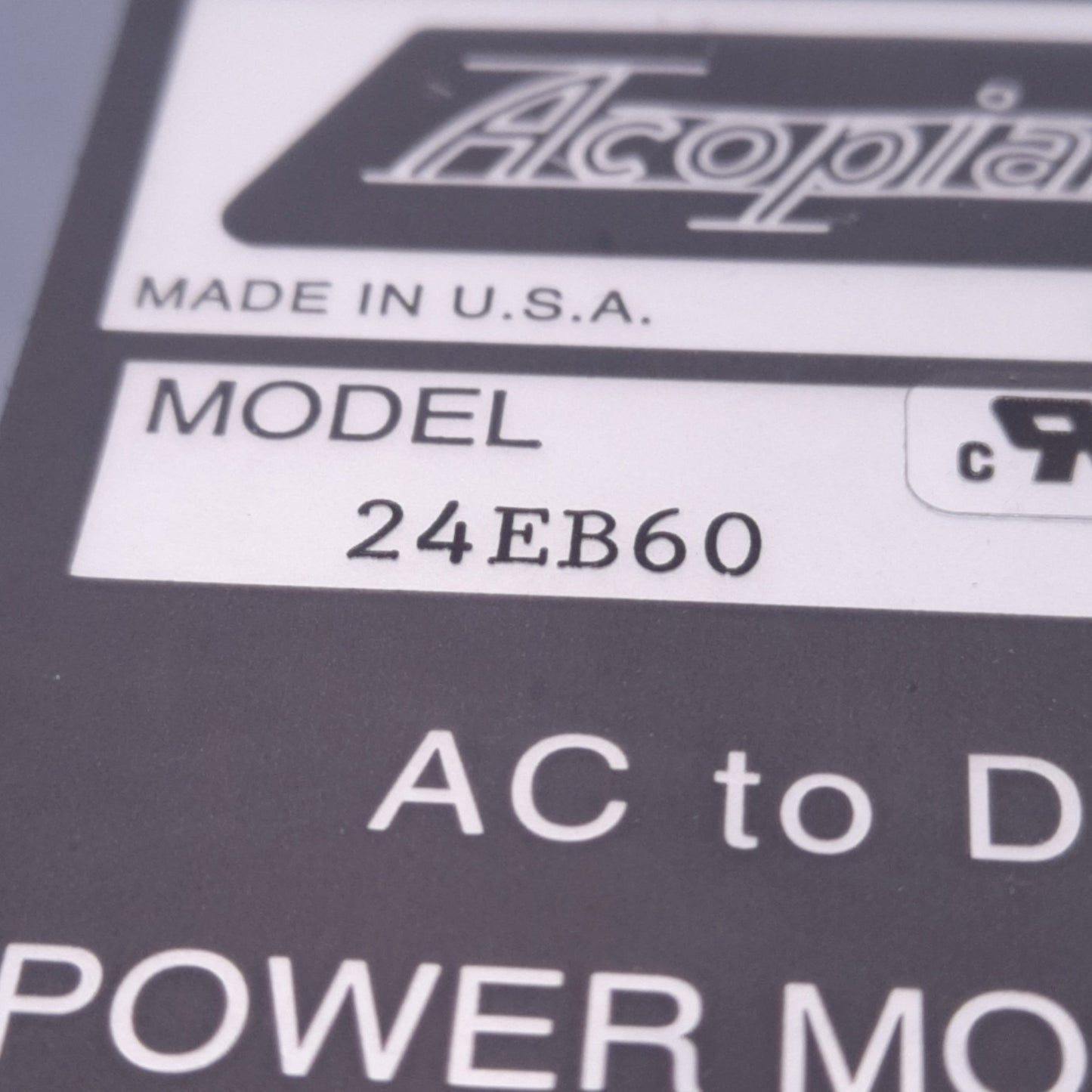 Used Acopian 24EB60 Power Supply Module 120v Input, 24v 0.6A Output, EB-20 Case