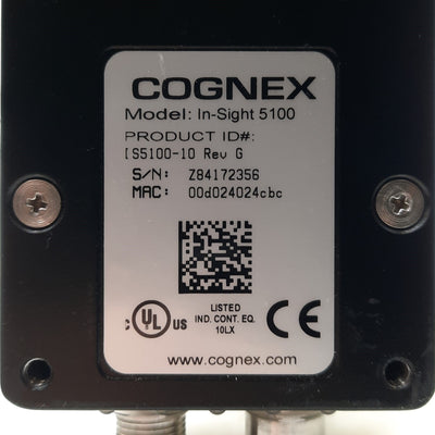 Used Cognex IS5100-10 Rev. G Machine Vision Camera, 1/3" CCD B/W, 640 x 480, 24VDC