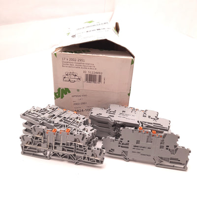 New Lot of 17 Wago 2002-2951 Double Disconnect Terminal Block 400V, 16A, 12-22AWG