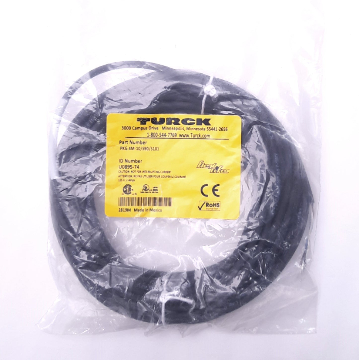 New Turck PKG 4M-10/S90/S101 U0895-74 Single End Cordset M8 4-Pin Female, 10m Length