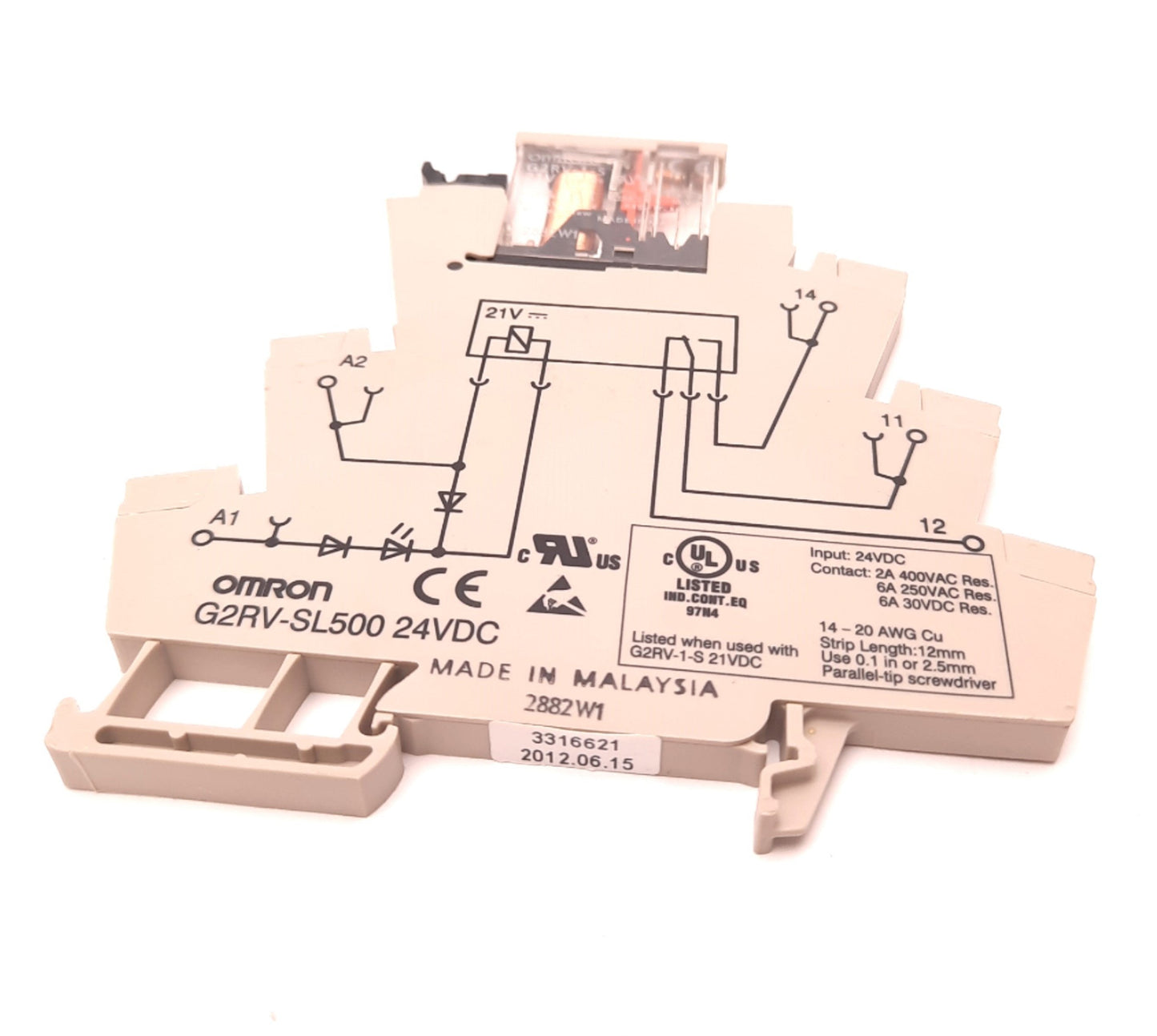 New Omron G2RV-SL500 Power Relays 24VDC Coil 6A Contact Rating SPDT DIN Mount