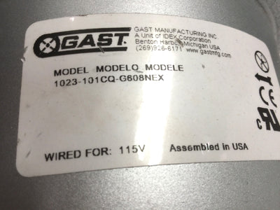 Seller refurbished GAST 1023-101CQ-G608NEX Rotary Vane Compressor Vacuum Pump 115/230V 26"Hg 10CFM