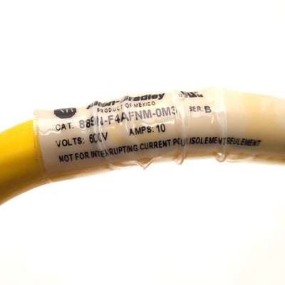 Used Allen-Bradley 889N-F4AFNM-03M Patch Cord Mini/Mini Plus 4Pin Male to Female, 1Ft