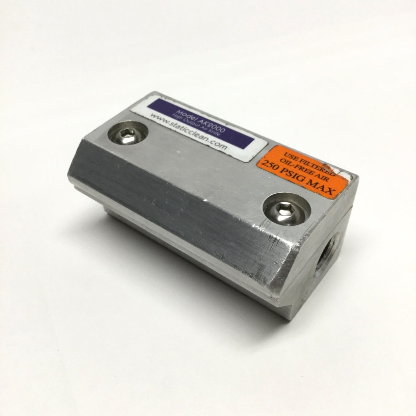 Used Static Clean AK2000 Super Air Knife, 3" Long, 1/4" NPT Port, Aluminum 250psi Max