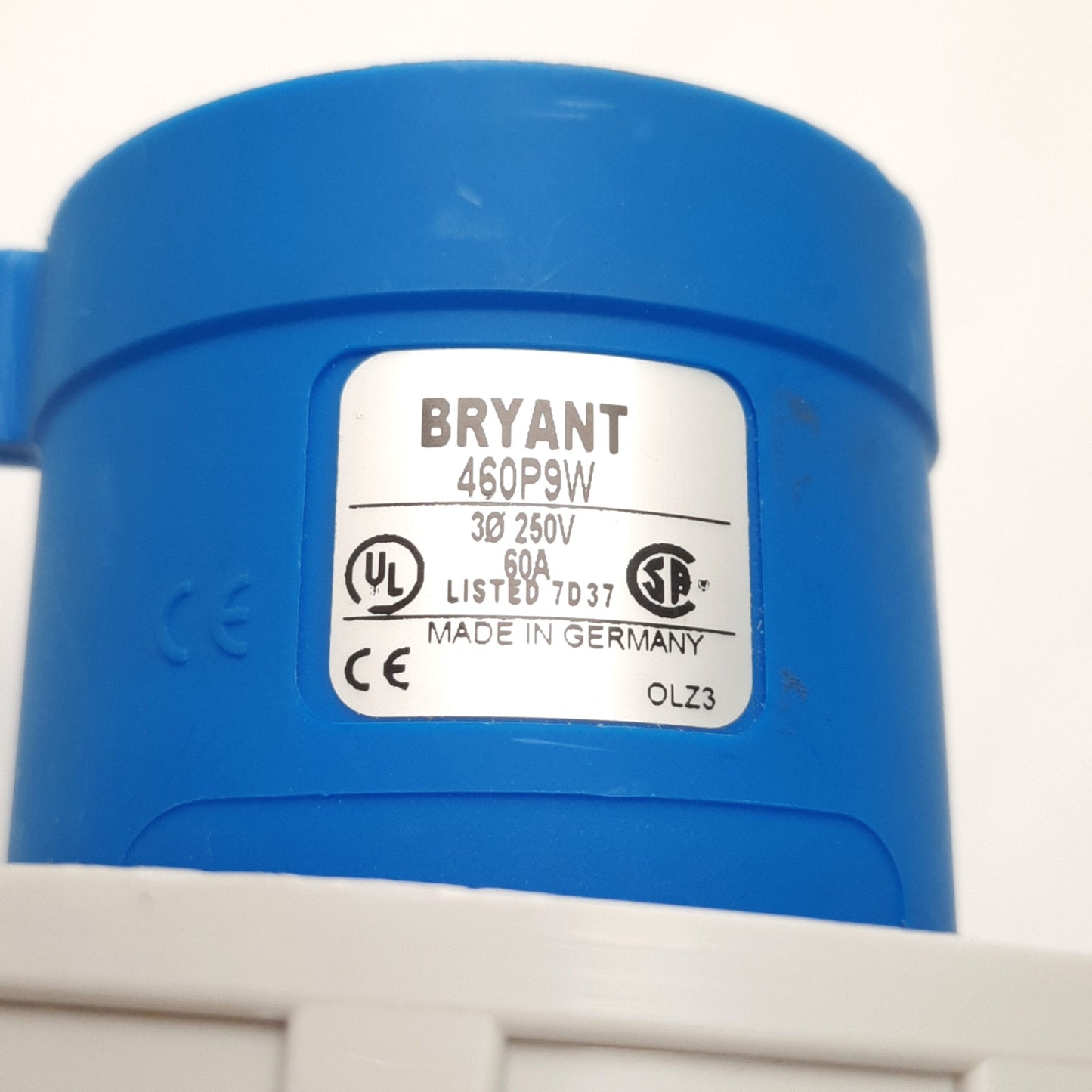Used Bryant 460P9W Heavy Duty Male Plug Pin Sleeve 3-Phase 3-Pole 4-Wire 250VAC 60A