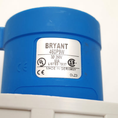 Used Bryant 460P9W Heavy Duty Male Plug Pin Sleeve 3-Phase 3-Pole 4-Wire 250VAC 60A