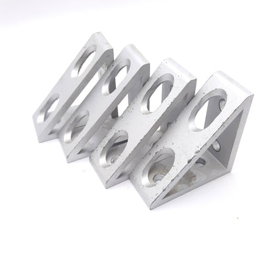 Used Lot of 4 80/20 4336 Tall Gusseted Inside 90° Corner Bracket, 4-Hole, 15 Series