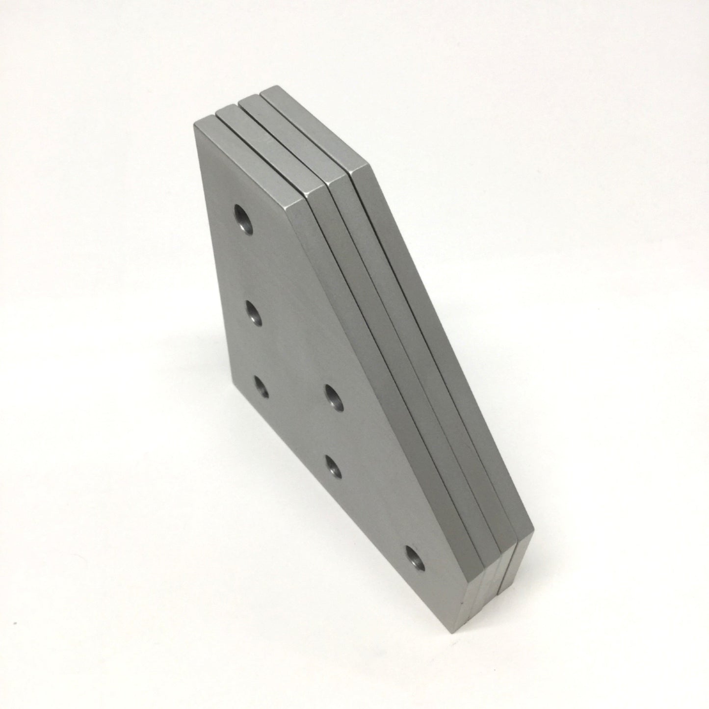 Used Lot of 4 80/20 4461 Aluminum 90° Angled Squared Flat Plates, 6-Hole, 15-Series