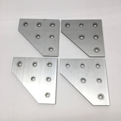 Used Lot of 4 80/20 4461 Aluminum 90° Angled Squared Flat Plates, 6-Hole, 15-Series