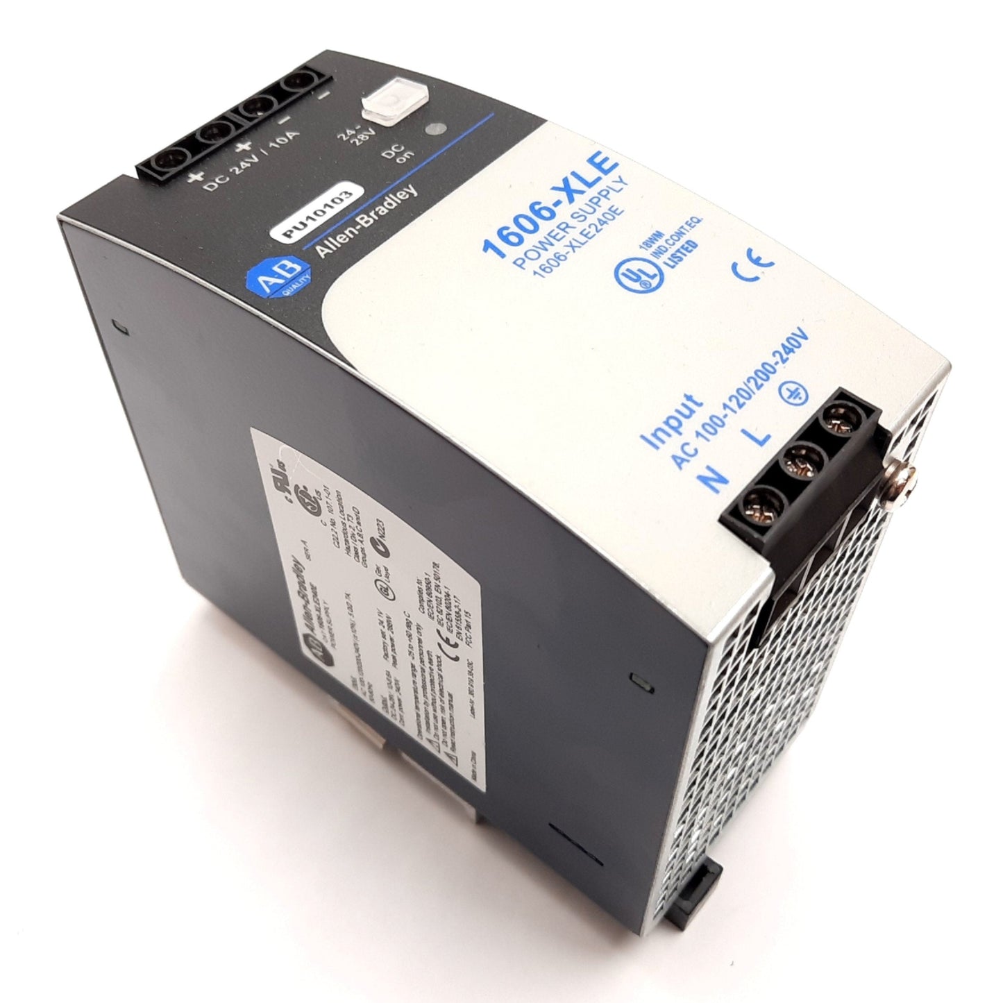 Used Allen Bradley 1606-XLE240E Power Supply, 100-120/200-240VAC In, 24-28VDC 10A Out