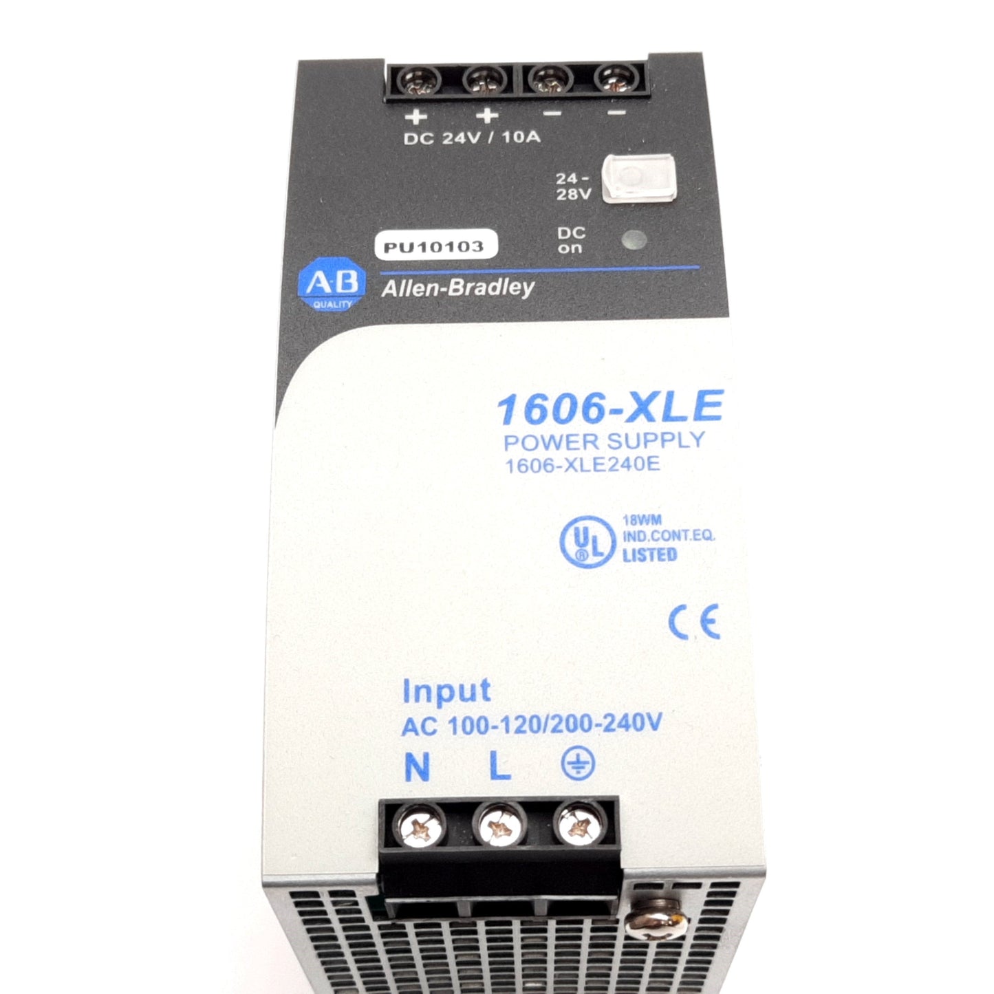 Used Allen Bradley 1606-XLE240E Power Supply, 100-120/200-240VAC In, 24-28VDC 10A Out