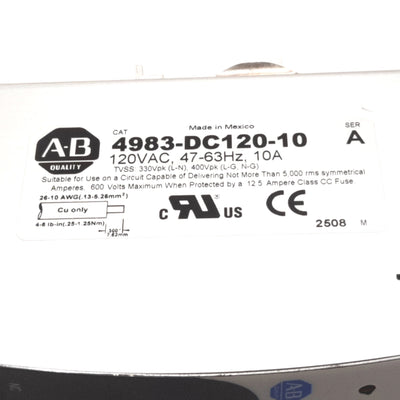 Used Allen Bradley 4983-DC120-10 Filter/Surge Protective Device, Voltage: 120VAC