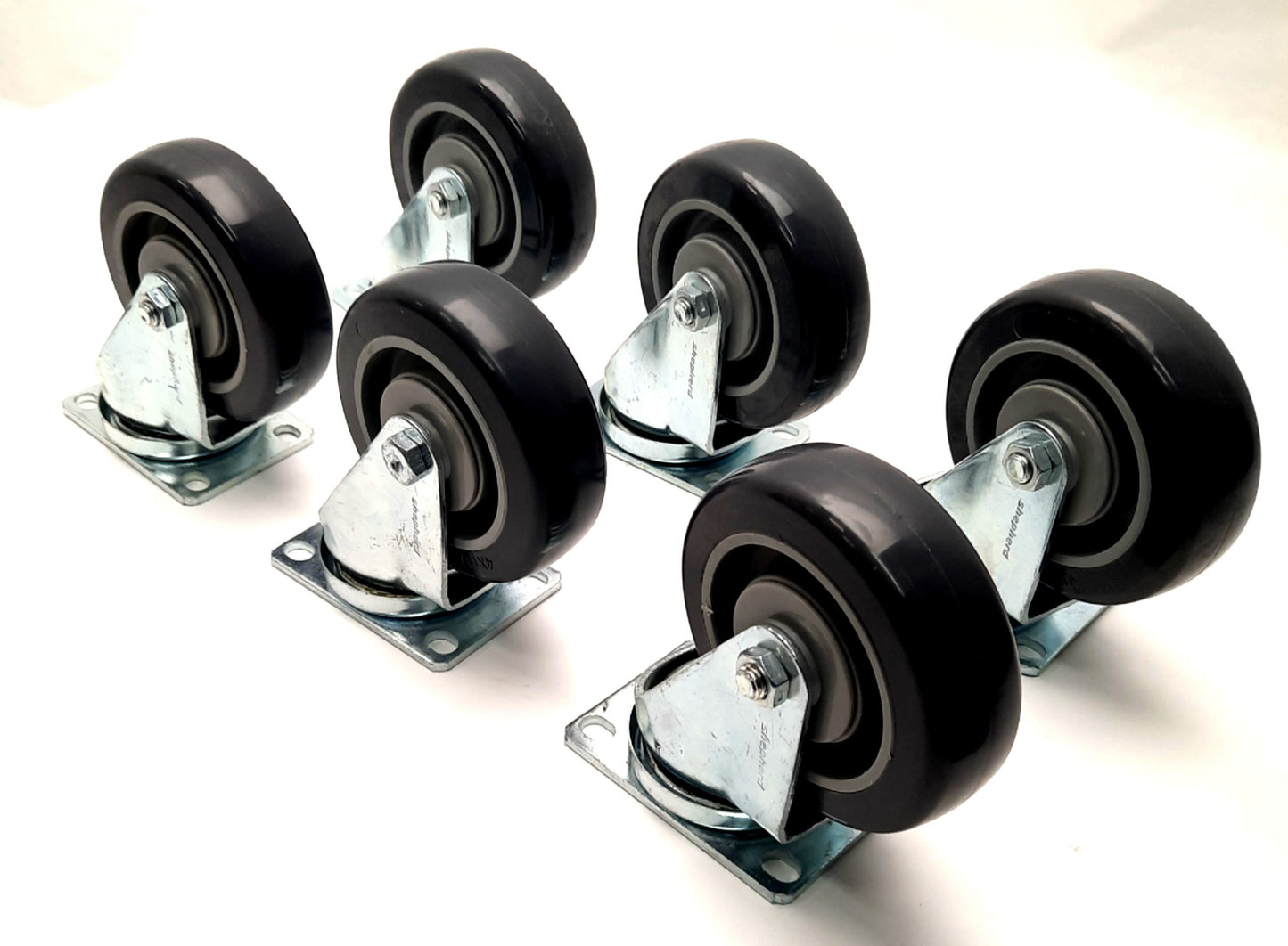 New Lot of 6 Shephard Casters PGS40120ZN-TPU22(GG) 4x1-1/4" TPU Wheel, 5" Height