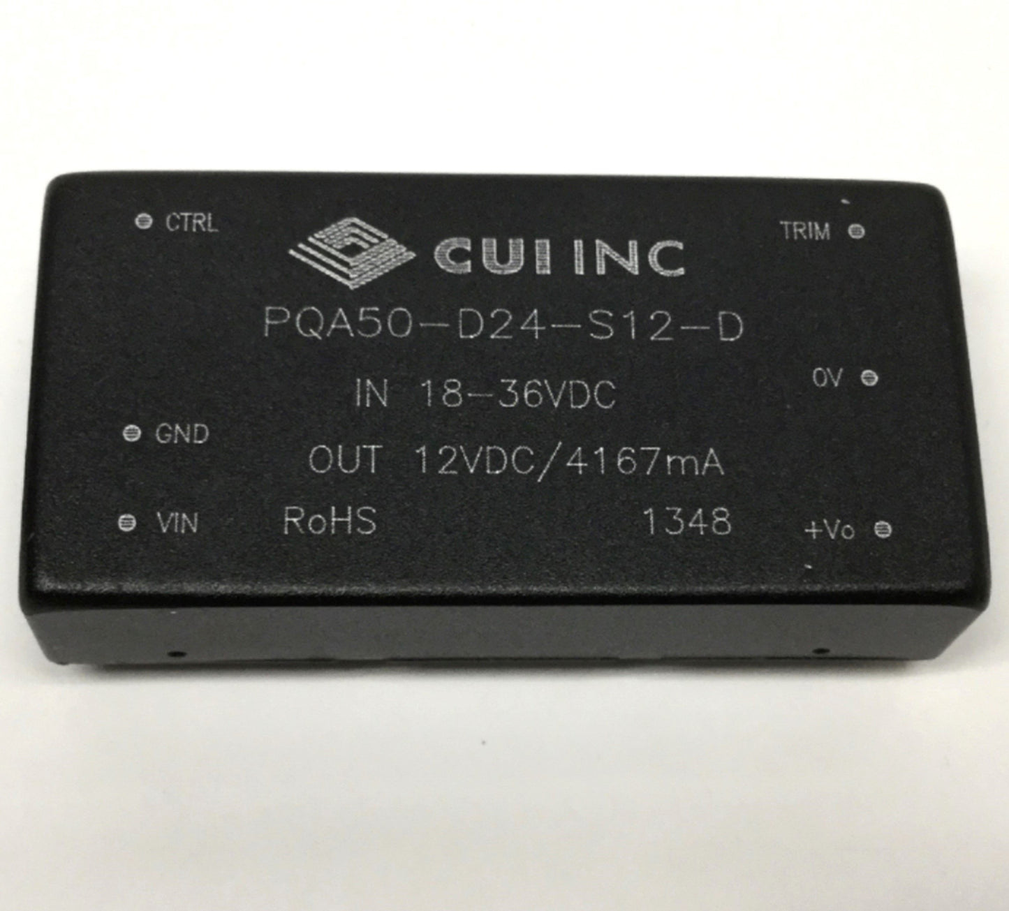 New – Open box CUI PQA50-D24-S12-D DC-DC Converter Power Supply 18-36VDC In, 12VDC 4.1A 50W Out