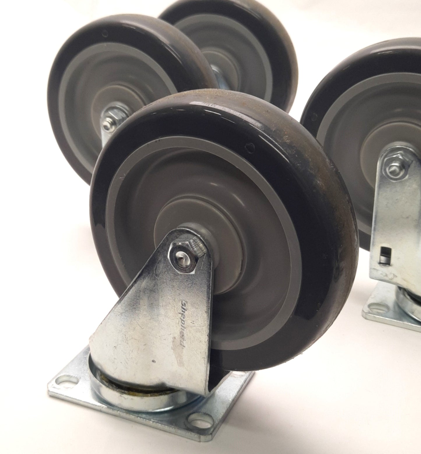 Used Lot of 4 Shephard Casters PGS50120ZN-TPU22(GG) 5x1-1/4" TPU Wheel, 6-1/4" Height