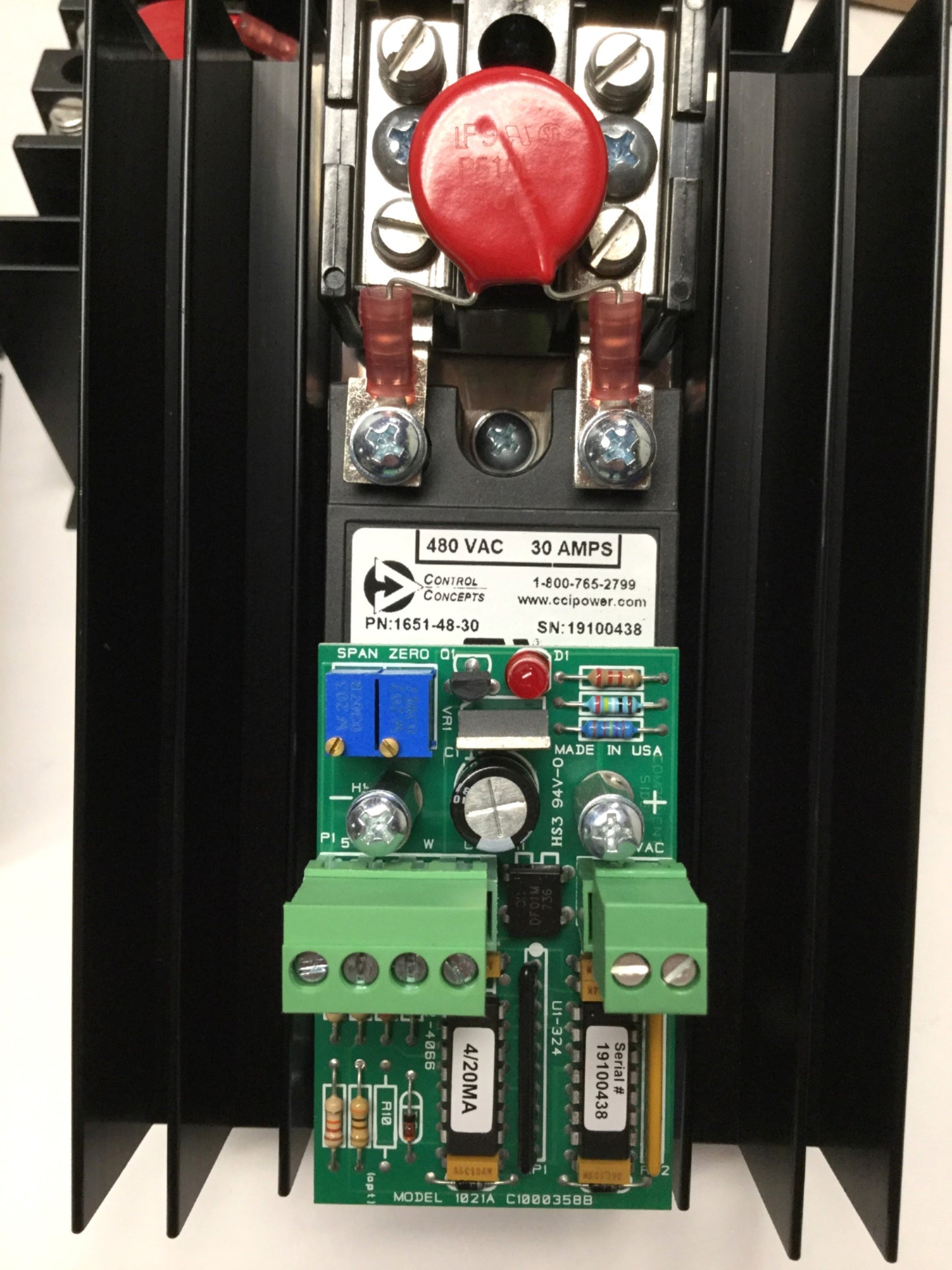 New – Open box Control Concepts 3321A-48-30-4/20mA 3-Phase SCR Power Controller, 480VAC, 30A