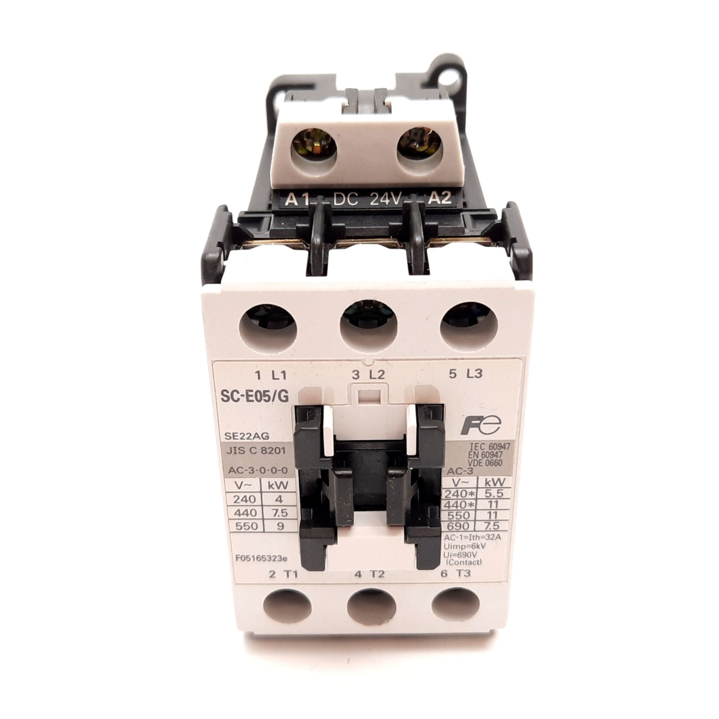 Used Fuji Electric SC-E05/G Contactor, 3-Pole, Coil: 24VDC, Rating: 690V 32A