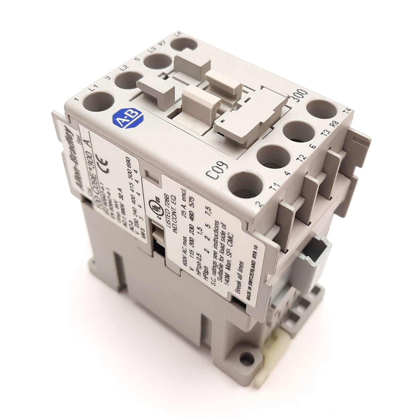Used Allen Bradley 100-C09E*300 Contactor, 4-Pole, Coil: 24VDC, Rating: 690V 32A
