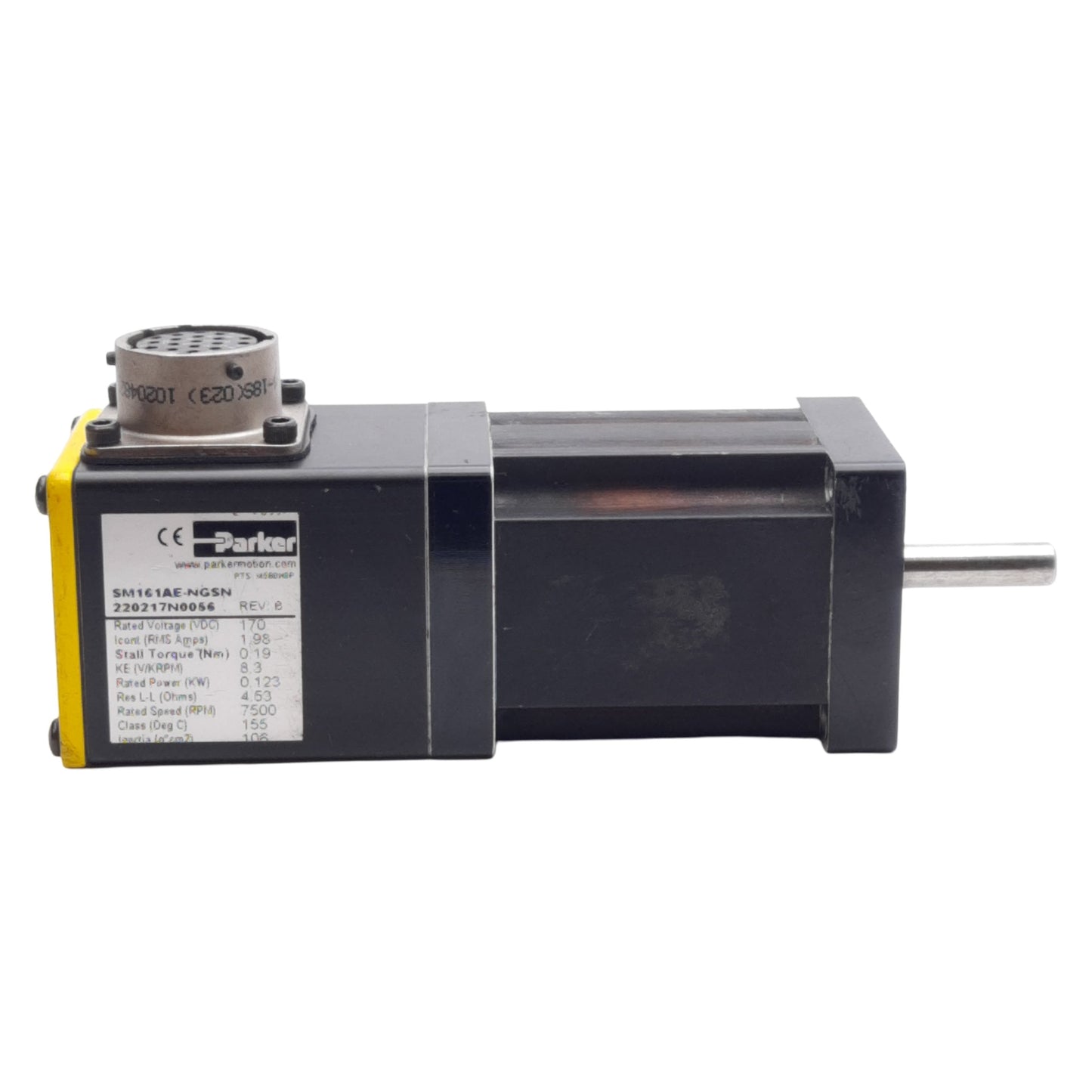 Used Parker SM161AE-NGSN Brushless Servo Motor NEMA 16, 170VAC 2.1A, 24oz-in, 7500RPM