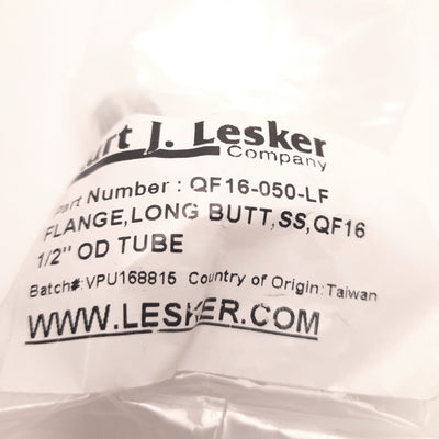 New Lot of 6 Kurt J Lesker QF16-050-LF Long-Butt Flange for 1/2" Tube, 0.375" Bore